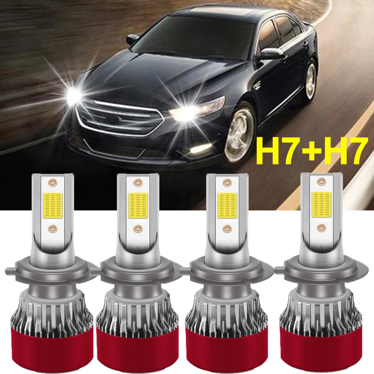 

4PCS LED Headlight Bulbs H7 Hi/Lo beam Car Lights 60000LM High Intensity 6000K COB Chips Headlight Lamp For DC12-24V Cars 6000K White
