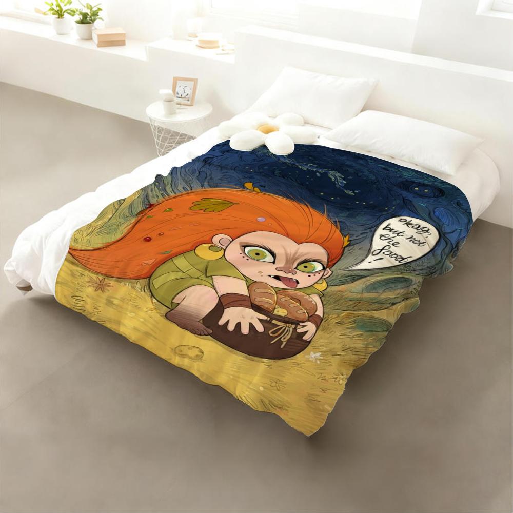 

Movie Wolfwalkers Throw Flannel Throw Blanket: Soft Kid-Friendly Warm Anti-Static All Season Washable Couch Bed Home 75x90cm
