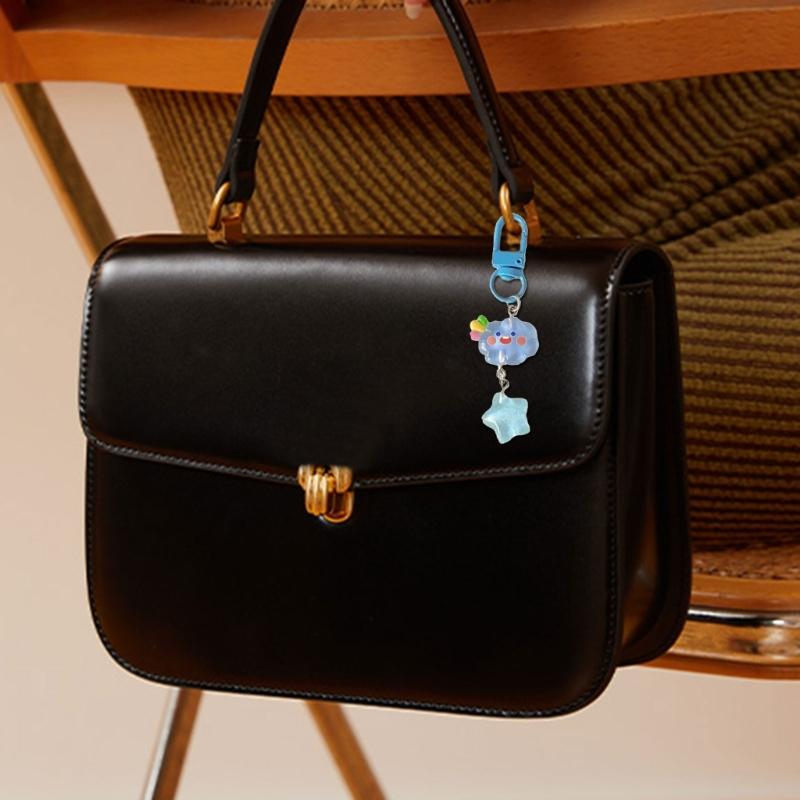 Packung mit 5 niedlichen Cartoon-Wolken- und Stern-Schlüsselanhänger-Zubehörsets für Mädchen und Kinder Schmuckdekoration Schlüsselring