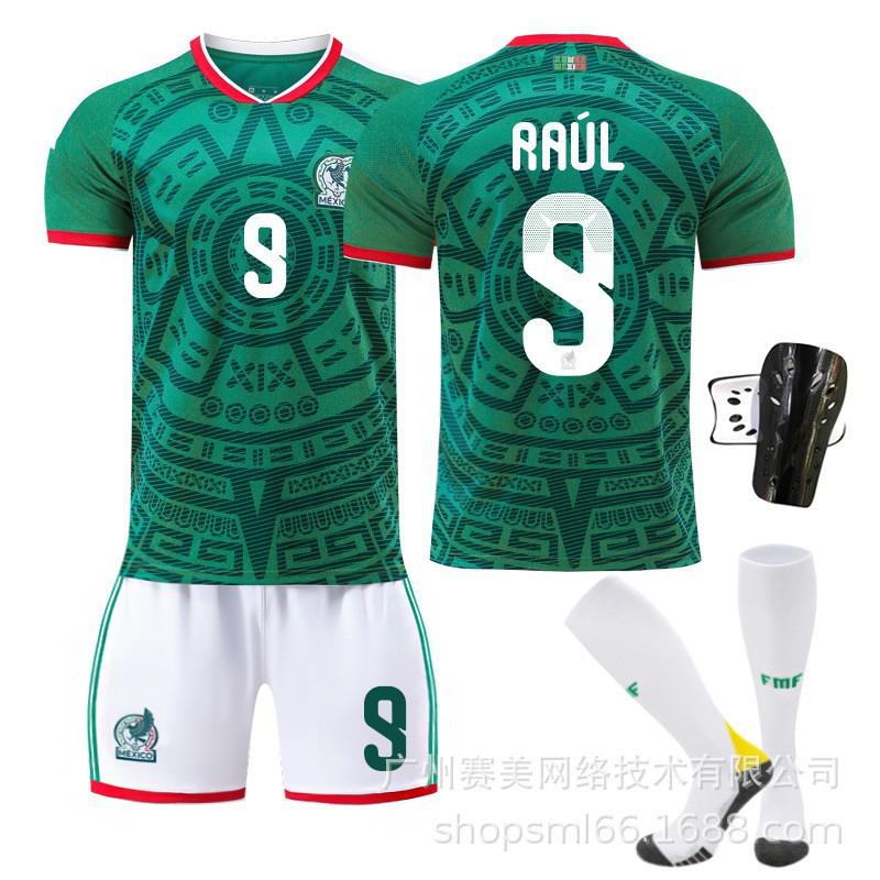 Weltmeisterschaft Mexiko Heim Nr. 9 Raul 11 Jimenez 14 Trikot-Set Kinder-Fußballuniform