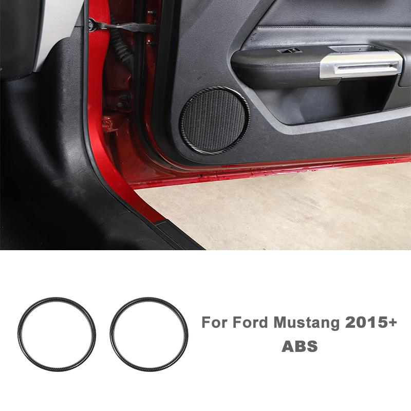 Car Steering Wheel Door Handle Decoration Center Console Cover Protective Sticker For Ford Mustang 2015 Up ABS Car Accessories Carbon Fiber Black