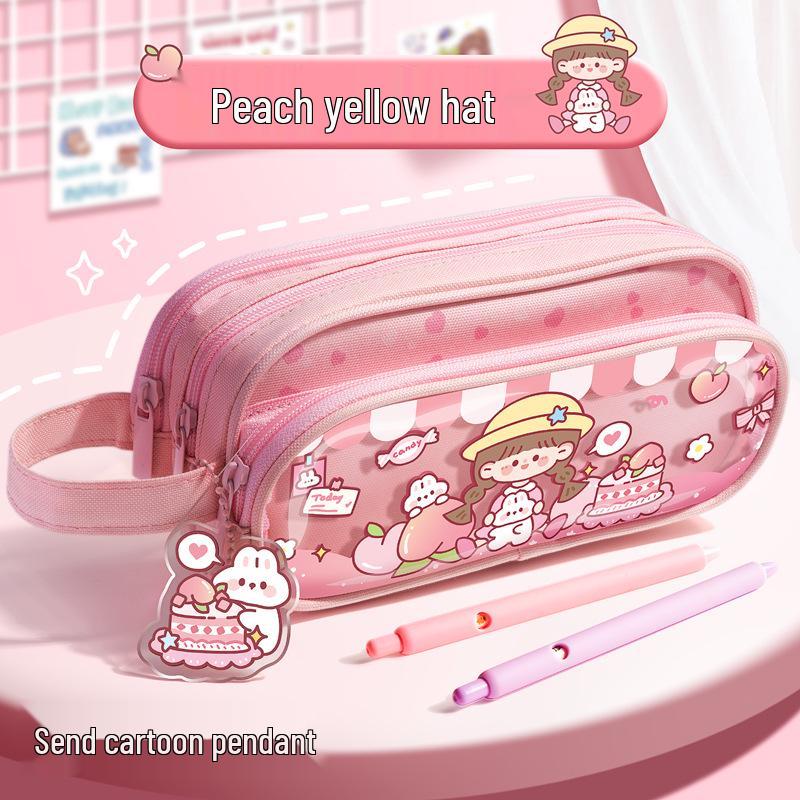 

Three-Layer Transparent Pencil Case: Large-Capacity Cartoon Pencil Box for Students