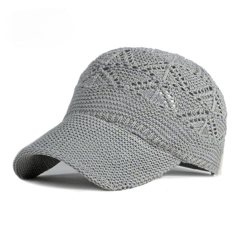 Women's Knit Baseball Cap Breathable Mesh Summer Sun Hat Hollow Out Crochet Cap Outdoor Beach Headwear