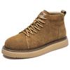 Fashion 2025 Designer Brand High Top Casual Shoes Winter Cotton Men's Business Short Boots Retro Brown Men's Leather Ankle Boots