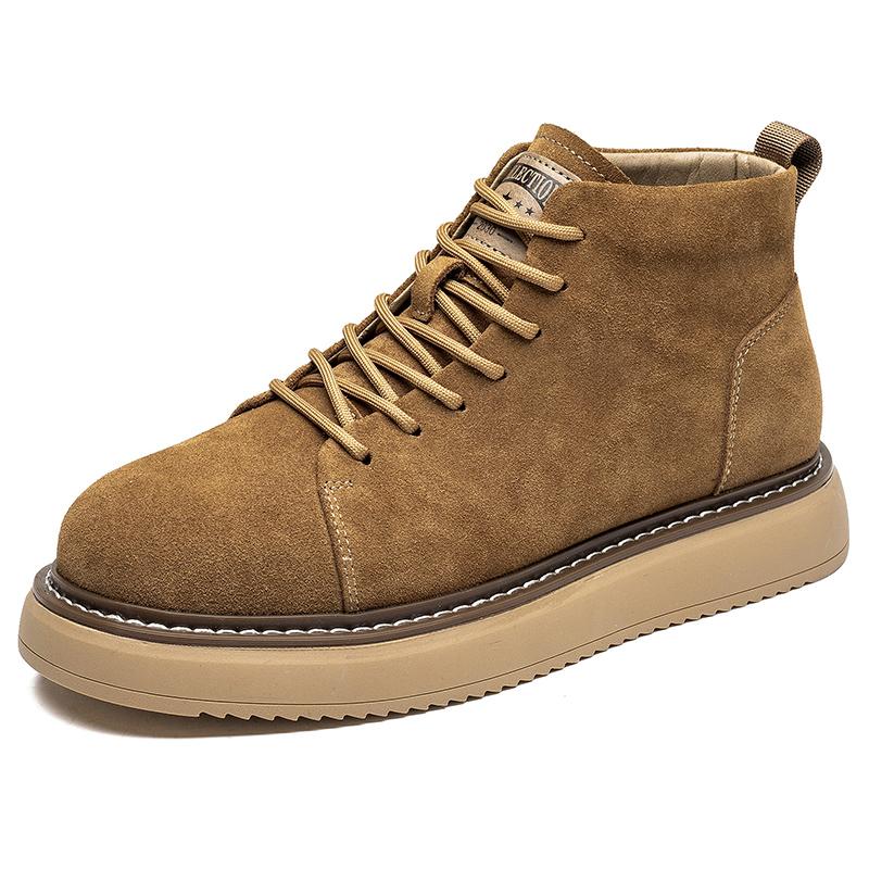 Fashion 2025 Designer Brand High Top Casual Shoes Winter Cotton Men's Business Short Boots Retro Brown Men's Leather Ankle Boots