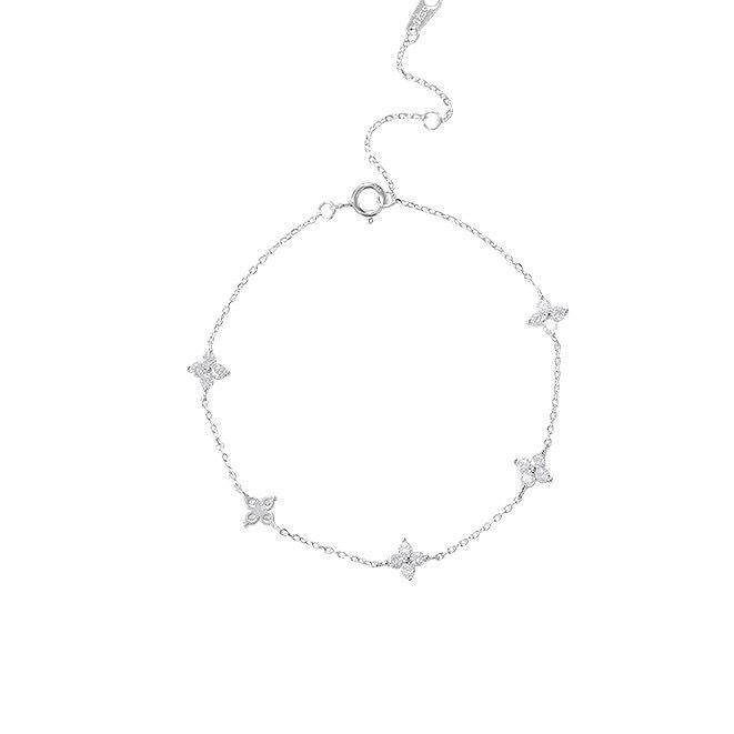 

Double-Layer Four-Leaf Clover Bracelet in 925 Silver-Plate – Light Luxury Gift for Women, Ideal for Valentine s or Birthdays
