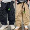Boys Work Trousers Autumn Models Handsome Trousers Children's Pockets Casual Trousers Middle and Large Children Loose Trousers