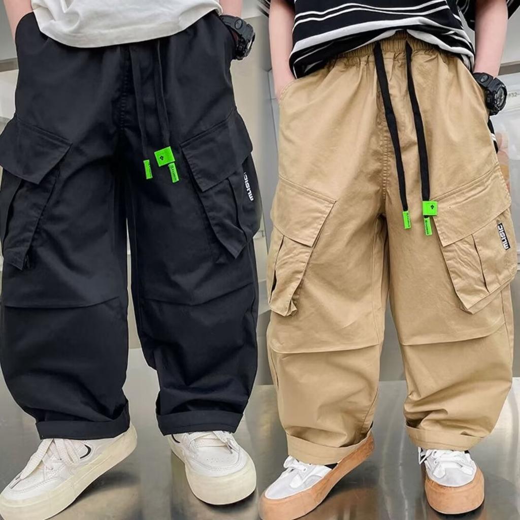 Boys Work Trousers Autumn Models Handsome Trousers Children's Pockets Casual Trousers Middle and Large Children Loose Trousers