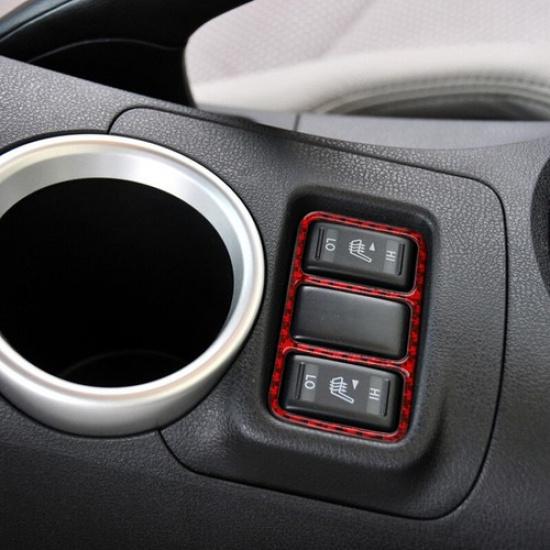 Red Soft Carbon Fiber Car Center Seat Heating Button Cover For Nissan 370Z 09-20