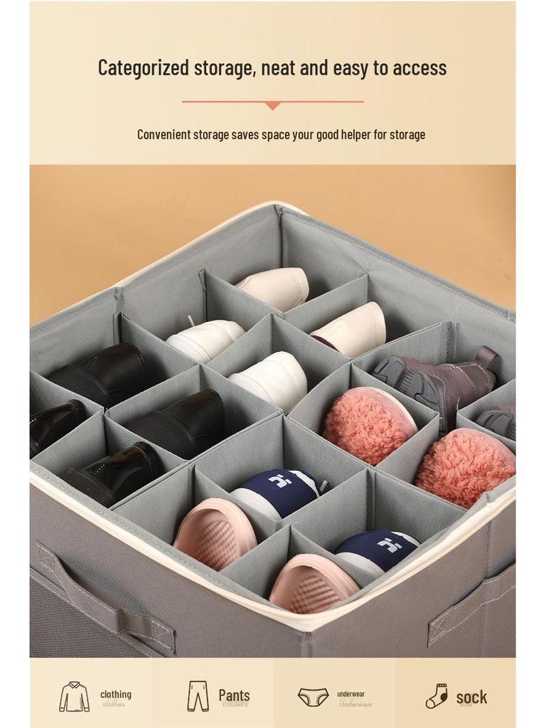 Foldable Moisture-Proof Oxford Cloth Shoe Storage Box with Lid, Visible Shoe Box, Clothes & Miscellaneous Storage Bin