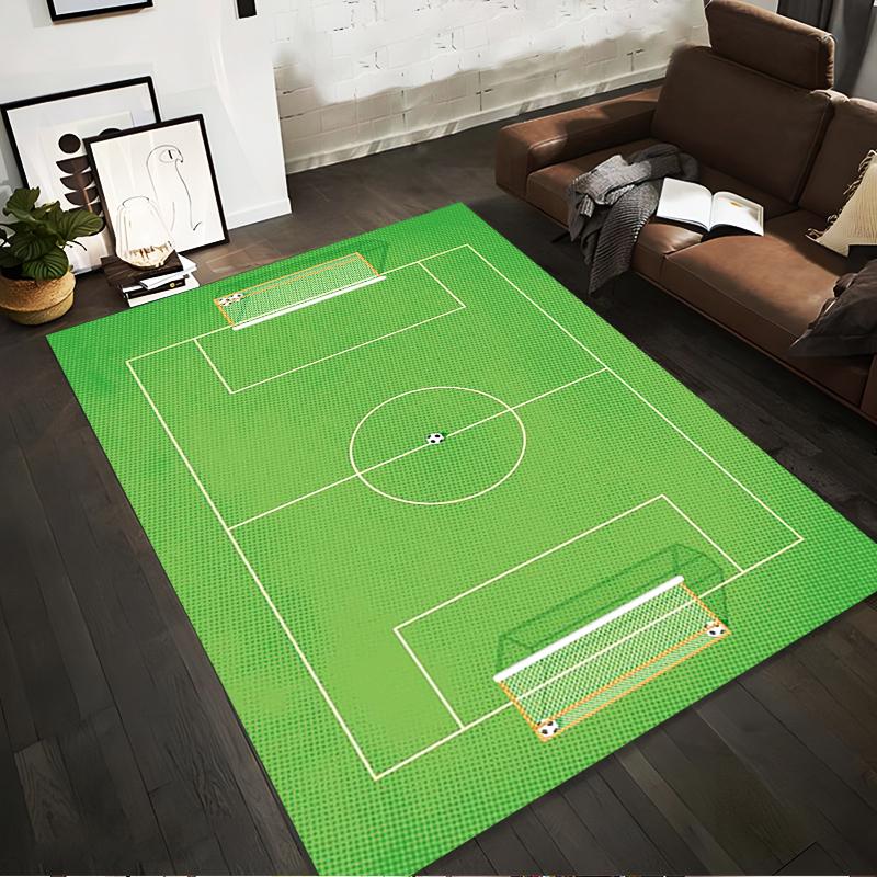 

Green Soccer Field Carpet, Kids Play Mat, Sports Theme Home Decor Suitable for use as an anti-slip for living room bedroom sofas 40x60cm( 15x23in )