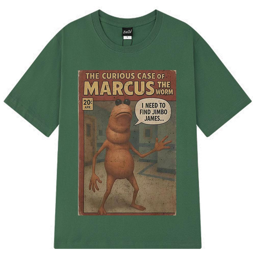 Marcus The Worm Comic Funny Meme T Shirt Men Women Vintage T-shirt Summer Short-sleeved Loose Casual Cotton Harajuku T-shirts
