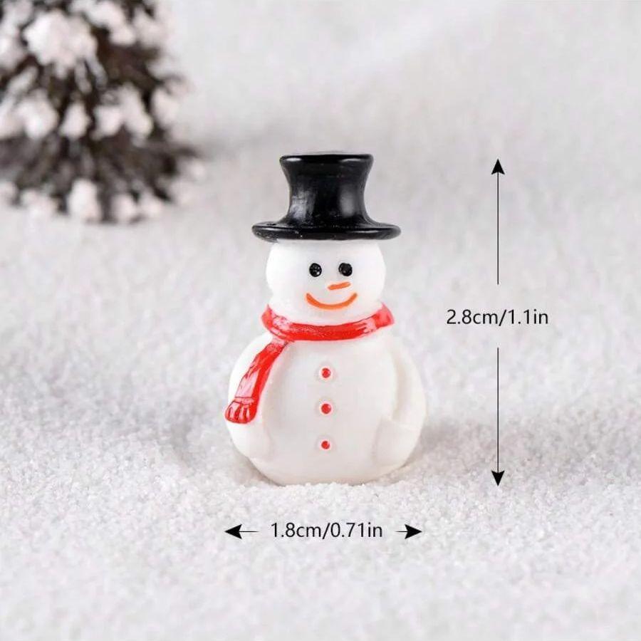 Mini Christmas Figurines Cute Snowman,Santa & Reindeer Design Desktop Ornaments Small Resin Decor for Xmas Tree, Home&Party Gift