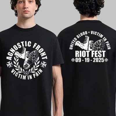 Agnostic Front Victim In Pain Riot Fest 2025 Merch Chicago Il 19 settembre Maglietta