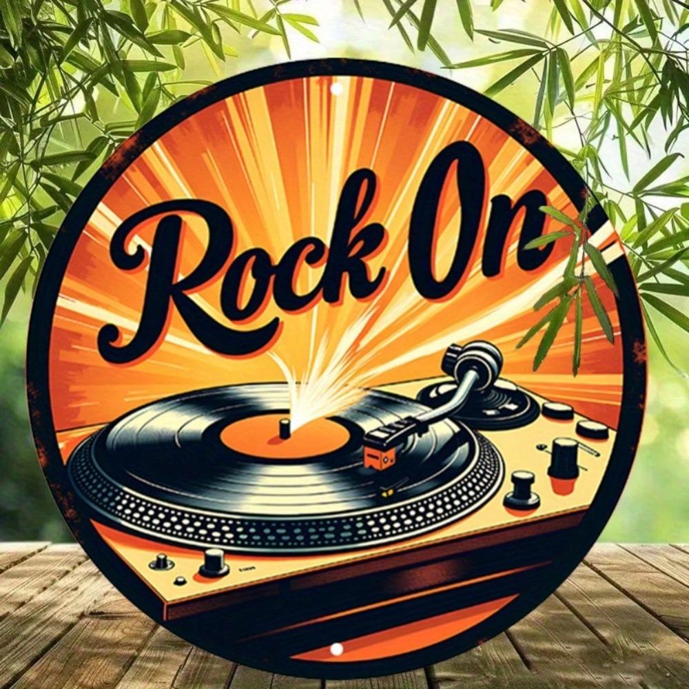 Vintage Record Player Metal Sign Retro Music Wall Art Decor