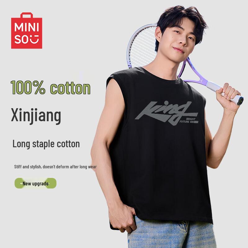 MINISO Men s American Style Letter Print Cotton Fitness T-Shirt 2XL