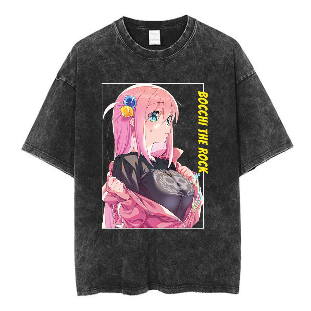 Vintage Washed Bocchi The Rock Ijichi Nijika Yamada Ryo Gotoh Hitori Kita Ikuyo Tshirt Kessoku Band Print T-shirt Men Women Tees