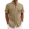 Men's Vintage Button Down Bowling Shirts Short Sleeve Summer Beach Shirt