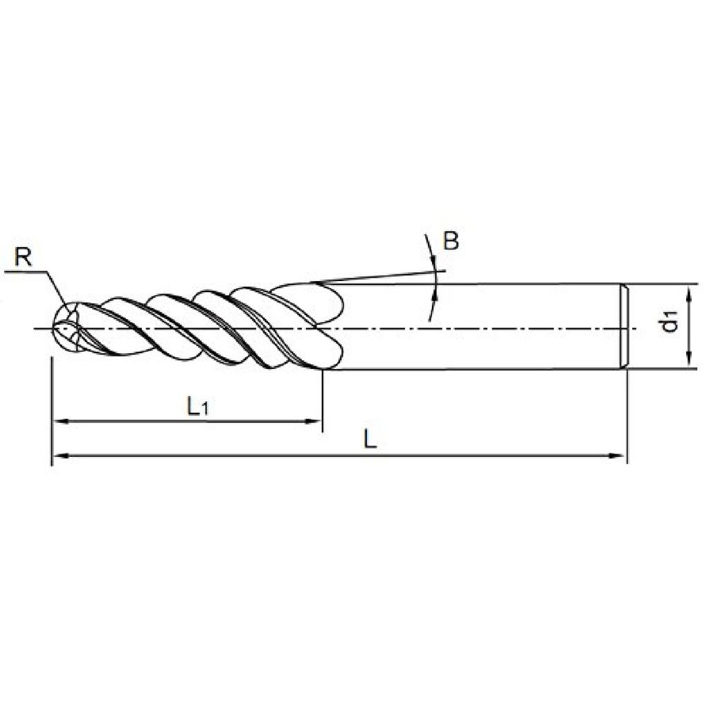 CNC Carving 5.26 Deg 2 Flutes Tapered Angle Ball Tip Radius=0.25mm X 1/4" Shank Tungsten Solid Carbide HRC55 with TiAIN Coated