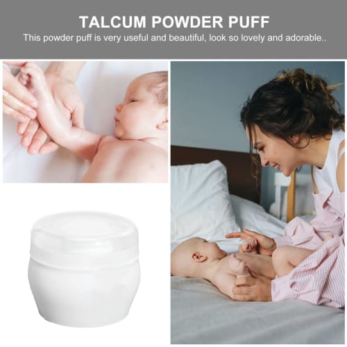 Frcolor Baby Powder Puffs, Set of 2, Portable, White, Baby & Kids Body Talcum Powder Puffs, Perfect for Baby Showers and Body Care