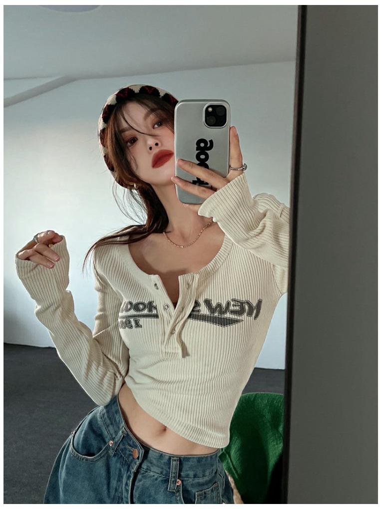 

Шикарный Модный Укороченный Топ с Длинным Рукавом для Женщин - Весенняя Коллекция L абрикосовый