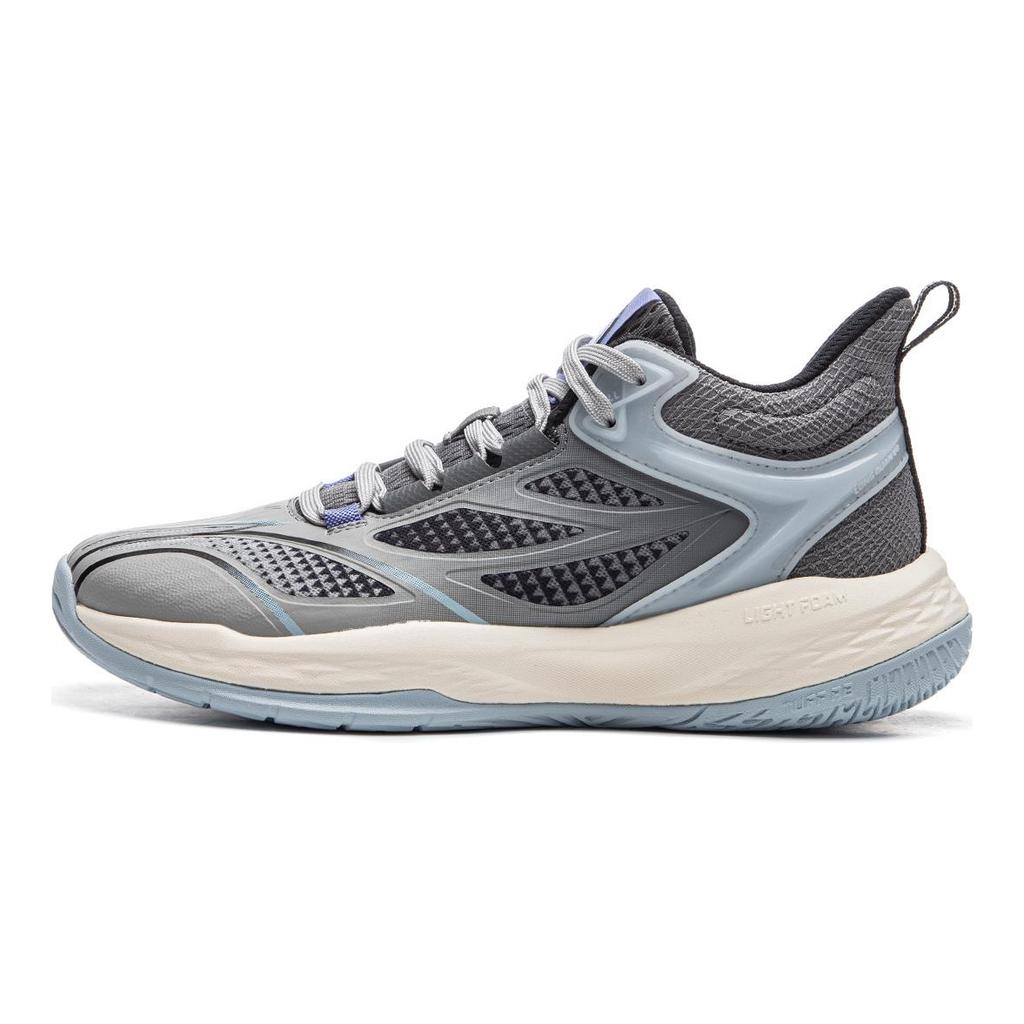 Li Ning Kids Round Toe Comfortable Non-Slip Wear-Resistant Rebound Support Mid-Top Basketball Shoes Kids Basketball Shoes Gray YKBU088-7