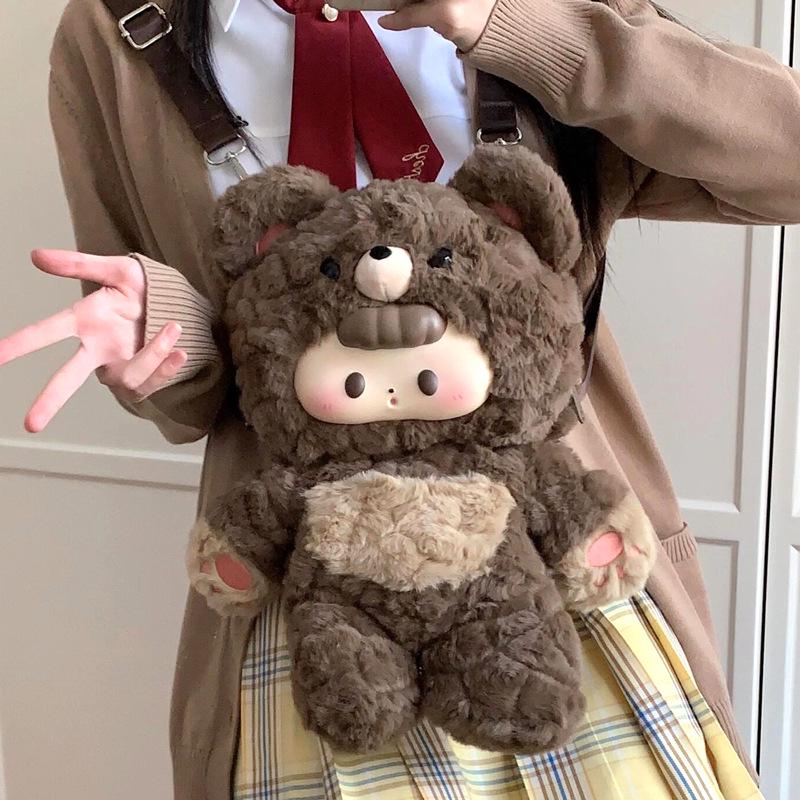

Adorable Cartoon Bear Backpack: Cute Plush Parent-Child Bag