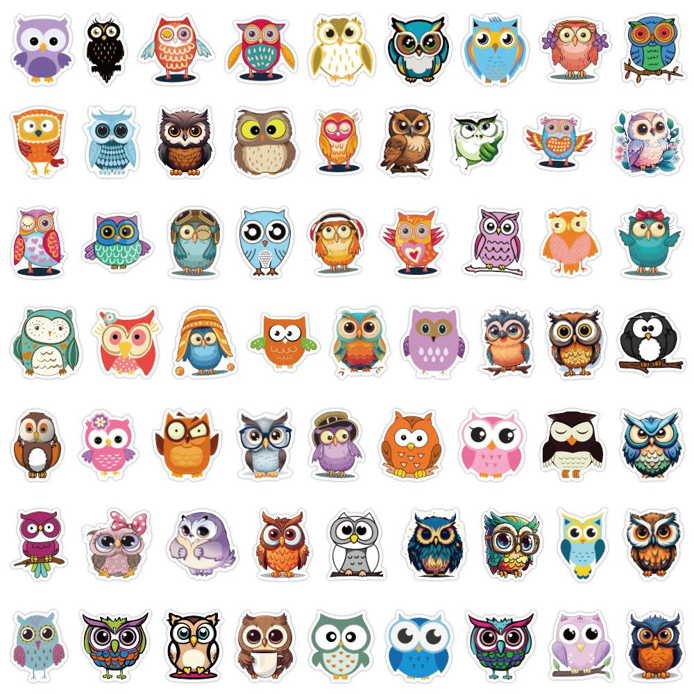60 New Owl Owl Cartoon Graffiti Stickers Laptop Suitcase DIY Personalized Stickers