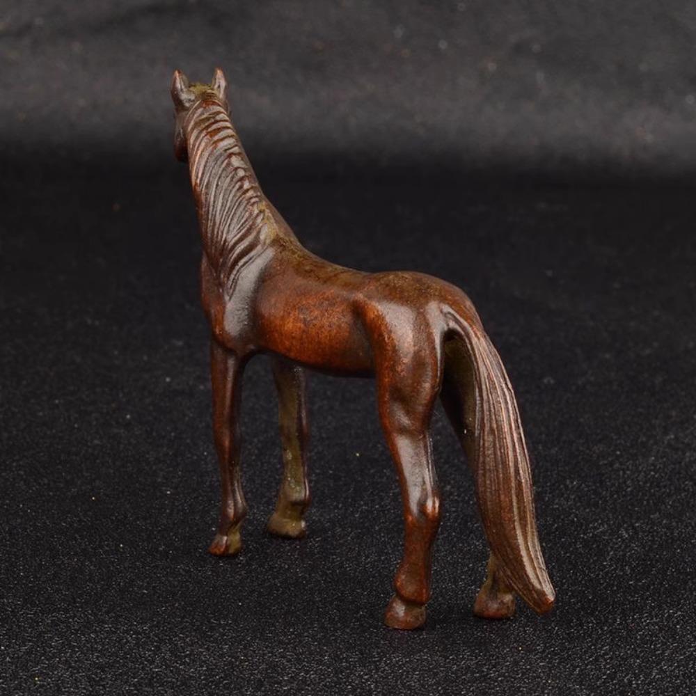 Antyczne metalowe figurki koni z długim ogonem, miniatury, ozdoby Feng Shui, miniaturowe zwierzęta zodiaku, dekoracja stołu