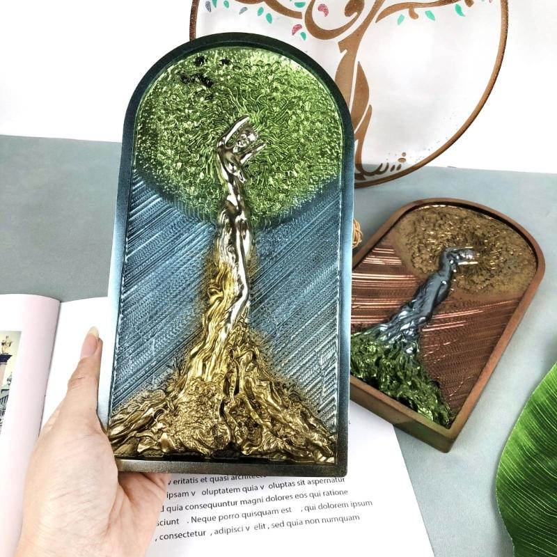 Diy Handmade Products Woman Big Tree Ornament Silicone Mold Scented Gypsum Ornaments Drop Glue Resin Mold for Decoration