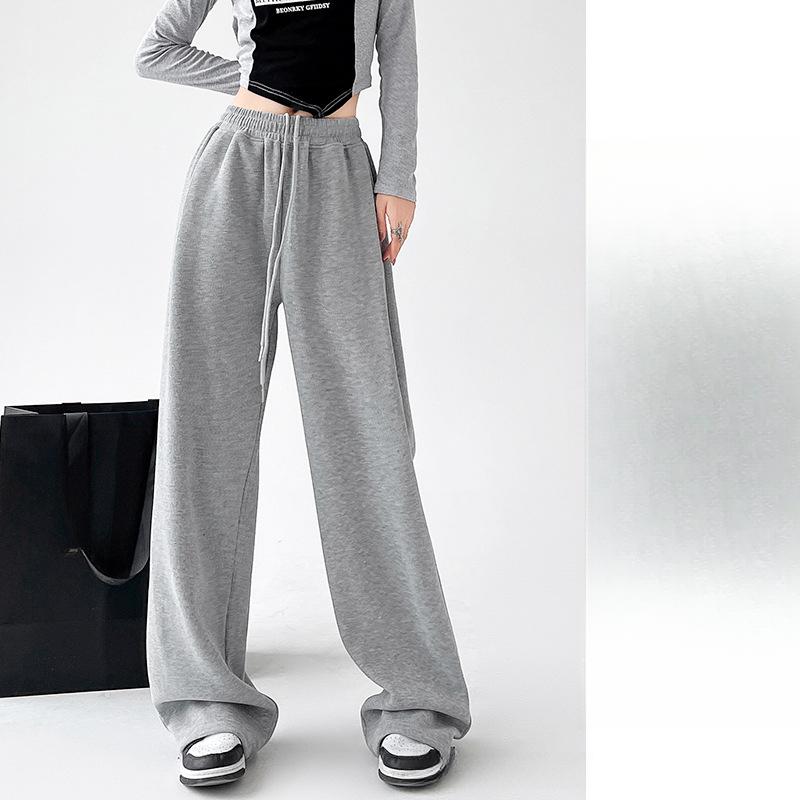 

Весенние и осенние брюки Новые женские повседневные брюки Женские прямые брюки Широкие брюки Спортивные брюки с завязками XXL