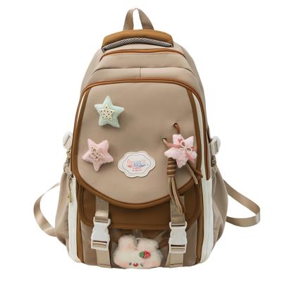 Mochila Escolar para Estudante do Ensino Fundamental Mochila Feminina de Grande Capacidade com Bloco de Cores