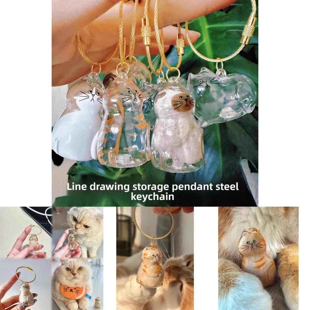Cat Hair Storage Capsule Keychain With Acrylic Material For Collectors Gift And Party Decor