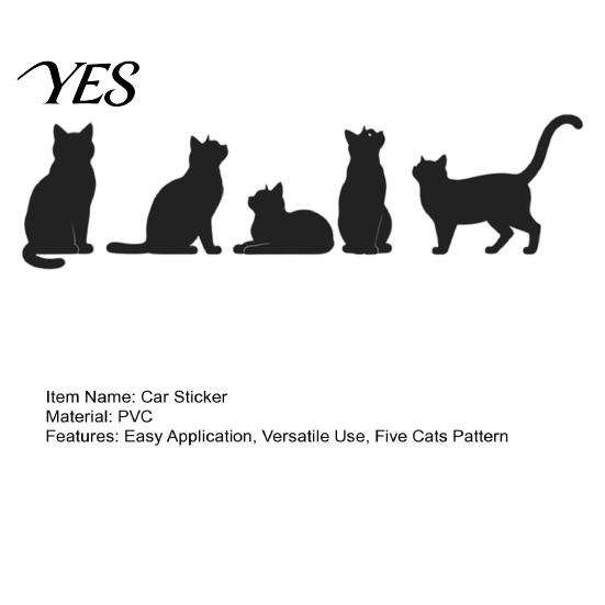 Personalized Car Decal Sticker, Waterproof PVC Self-adhesive Traceless Auto Decal, Five Cats Weatherproof Pattern Sticker for Fuel Tank Caps