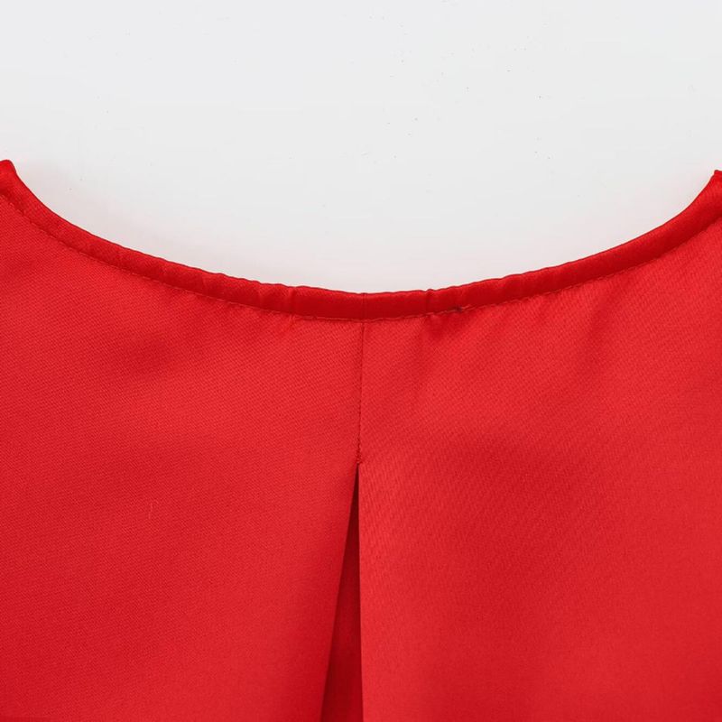 Kaslead New Arrival Women's Fashion Style Fashion Satin Puff Sleeves Bows Short Top