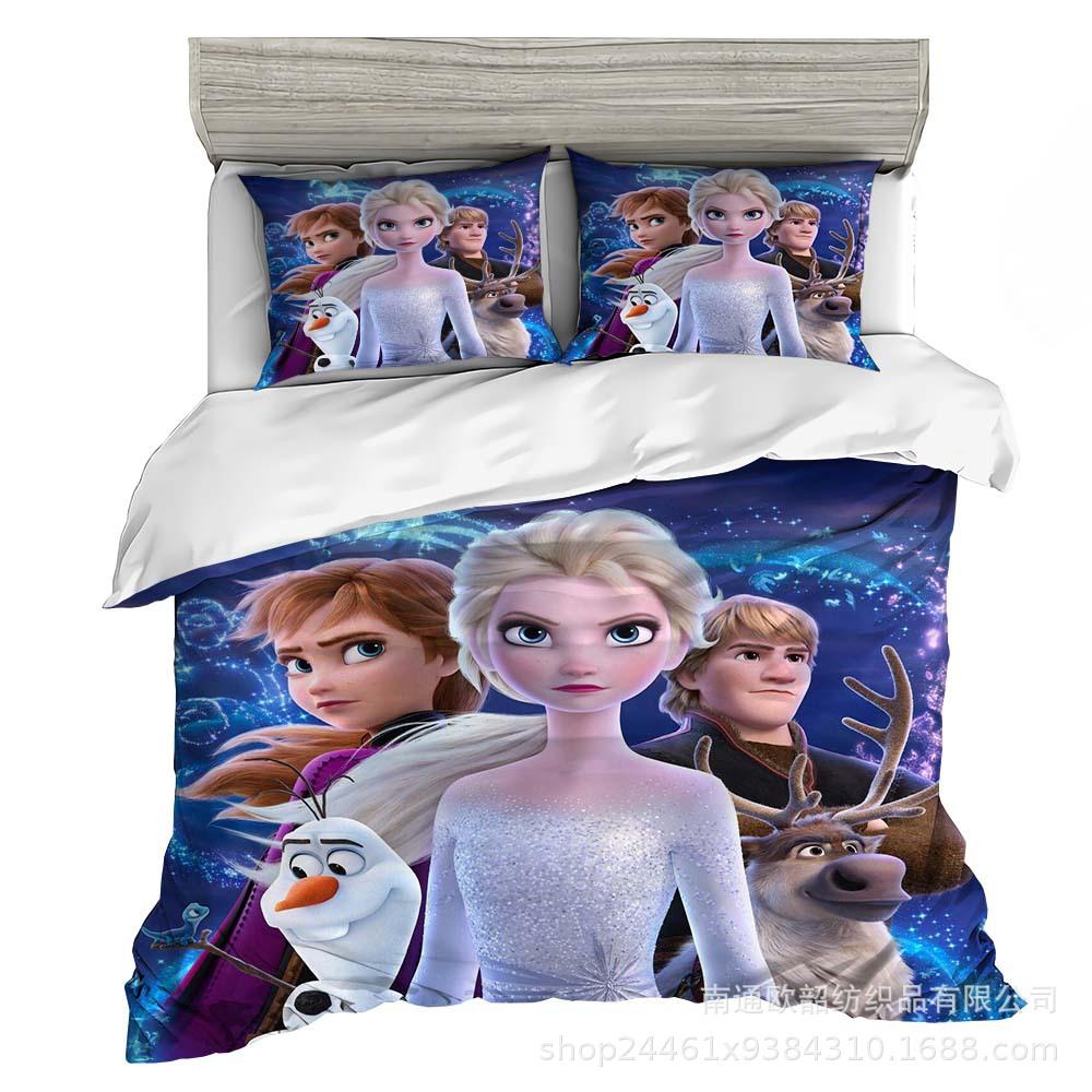 Cartoon Animation Kit 3D Digital Printing Quilt Cover Princess Bedding Three-Piece Set