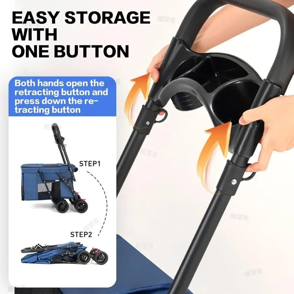 Outdoor Pet Stroller Breathable Strollers Foldable Cat Dog Stroller for Small Medium Large Pet 4 Wheel Shockproof Stroller