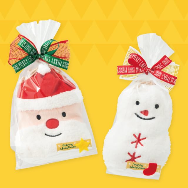 HEADS XMS-KBS (10 count) Fluffy Drawstring Bags, Pop Animal Christmas Santa Claus Design, Red, 14.5 x 17.5 x 3 cm