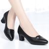 Soft sole soft leather thick heel middle heel single shoes middleaged mother shoes new spring and autumn commuting versatile casual single shoes wome