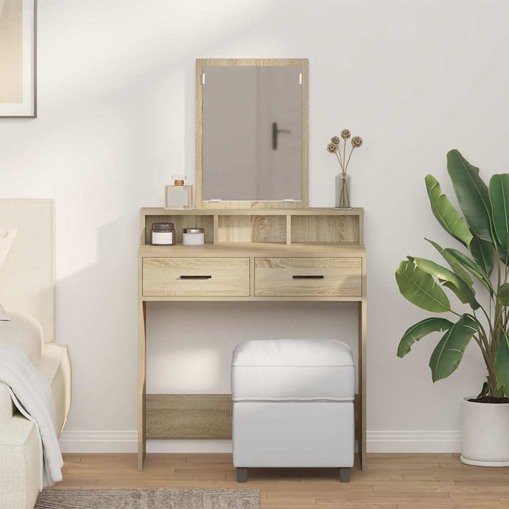 Makeup Table in Sonoma Oak 79 x 41 x 140 cm Engineered Wood