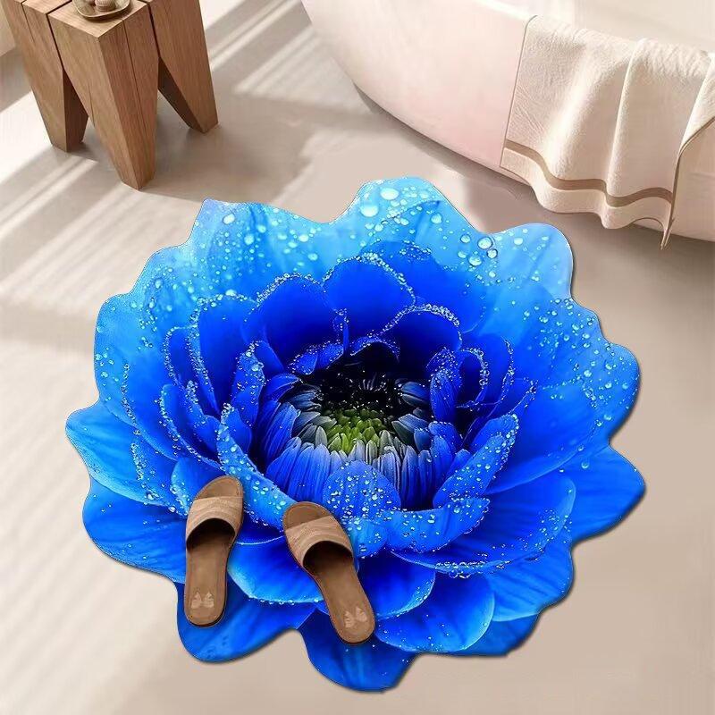 Flower Carpet, Special-Shaped Soft Peony Floor Mat, Durable 40X40Cm/60X60Cm Non-Slip Absorbent Bathroom Floor Mat For Living Roo