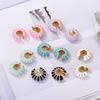 1 Piece Round Clip On Earrings Ear Cuffs Bohemian C Shaped Enamel Gold Color Zircon Non-Piercing Blue Black White Pink Earrings