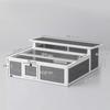 Wooden tortoise house with free range, main house, viewing window, hinged top, 2 doors, 113x106.5x44.5 cm, dark grey