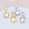 Gold-Plated S925 Silver Geometric Square Textured Earrings