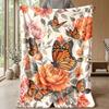 Mechanical Butterfly and Rose Theme blanket Lightweight Warm Flannel Blanket Decorative Throw Blanket for Home Decoration