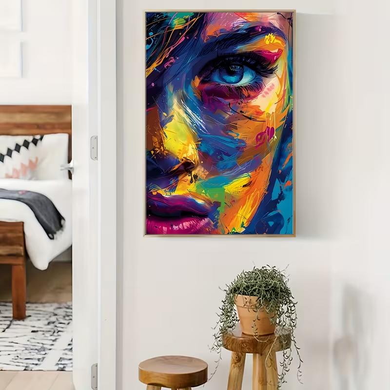 A Canvas Print Featuring an Abstract Graffiti-Style Portrait, Ideal for Modern Decor.
