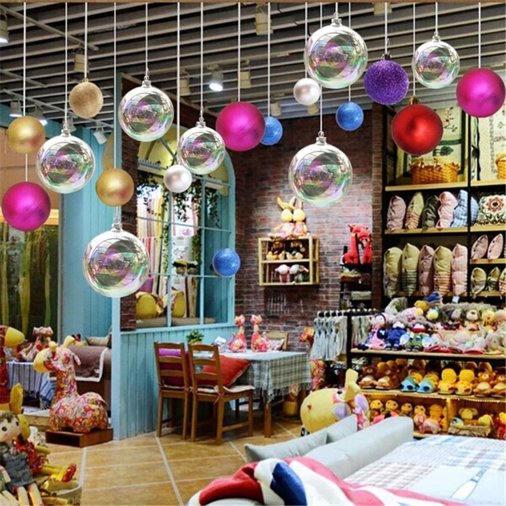 6Pcs Clear Iridescent Bubble Ball Pendant 10/8/6cm Xmas Tree Hanging Ball New Year