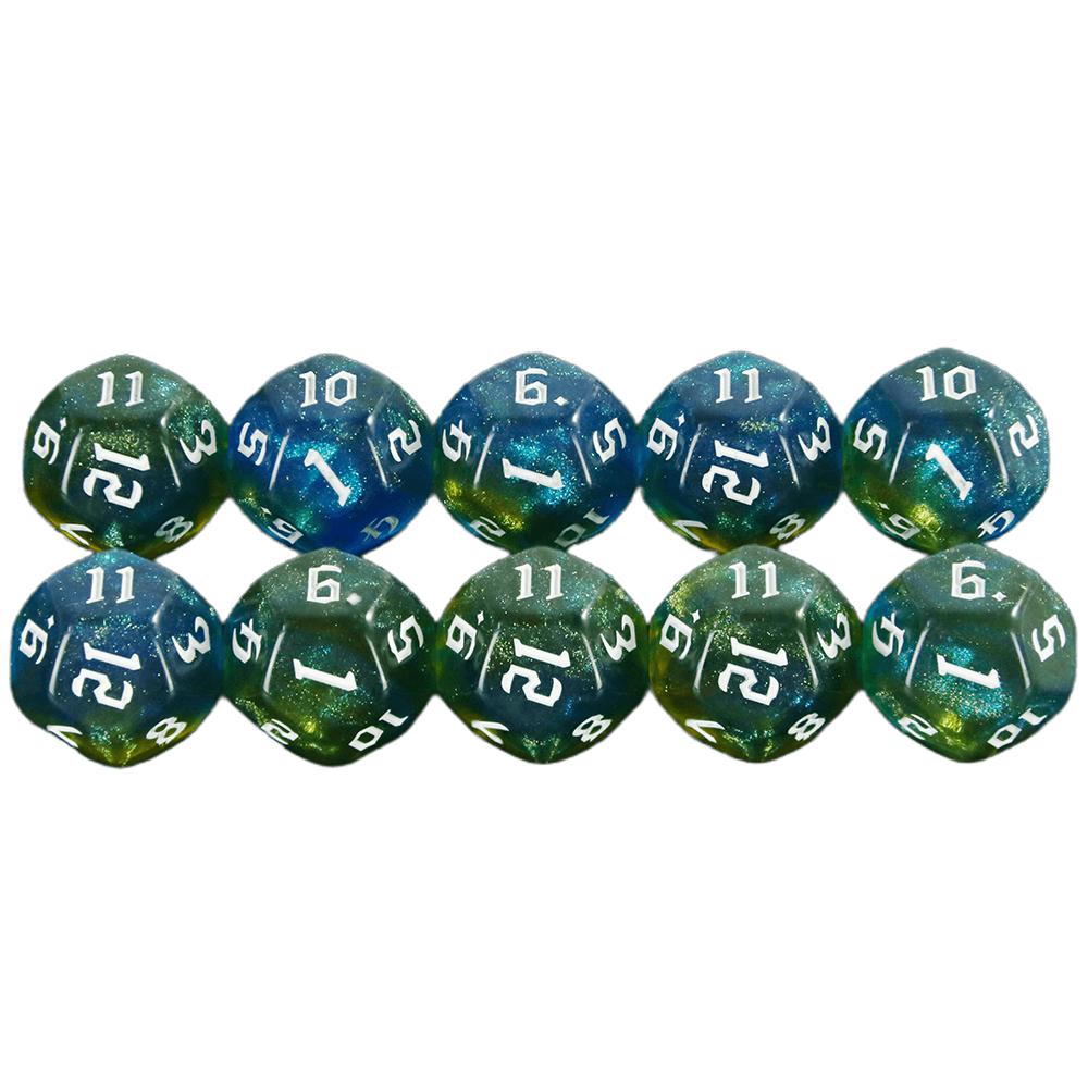 Polyhedral D12 Dice 10pcs 12 Sided Double Color with Glitter Dice for Role Playing GameD&D Boardgame Dice Set