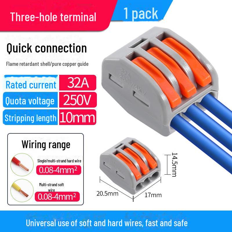 Terminal de conectare rapidă PCT SPL-12345: Conector electric multifuncțional cu 2 poziții pentru cabluri de calibru 4, 2 intrări, 2 ieșiri
