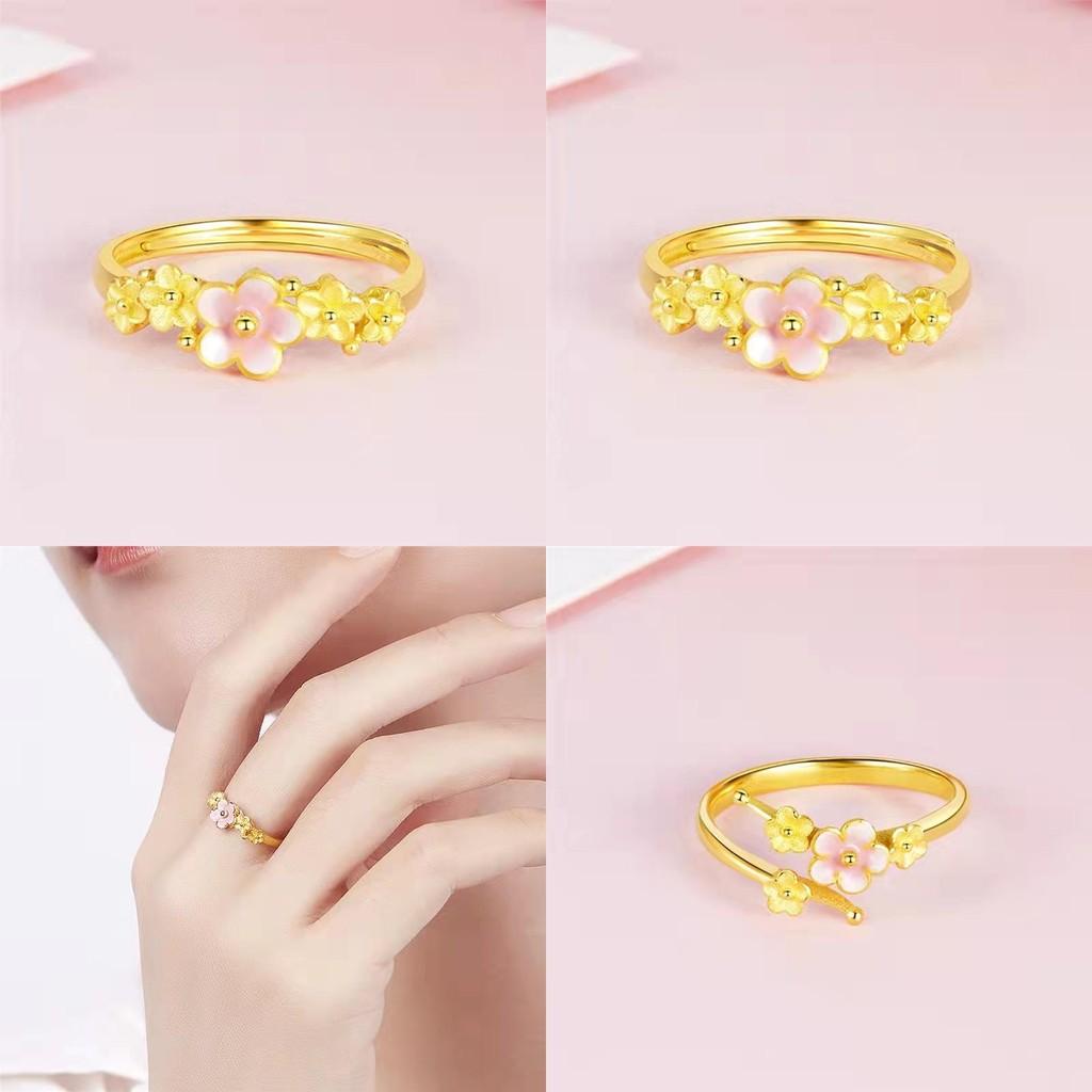 Chic Floral Design Adjustable Copper Gold Plated Ring For Women Perfect Spring Jewelry